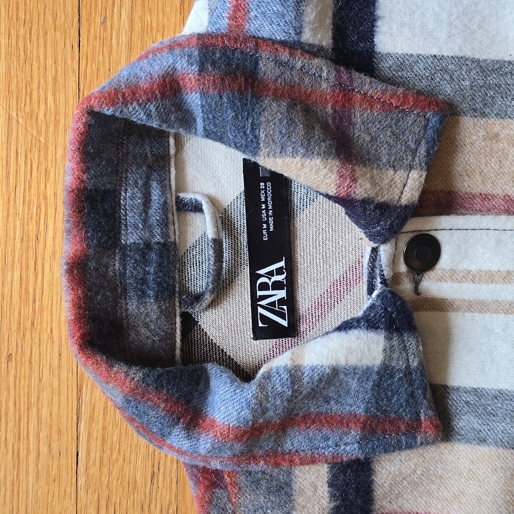 Zara, Shacket Wool Blend Plaid, Oversized, EUC, Women's M - Picture 4 of 12